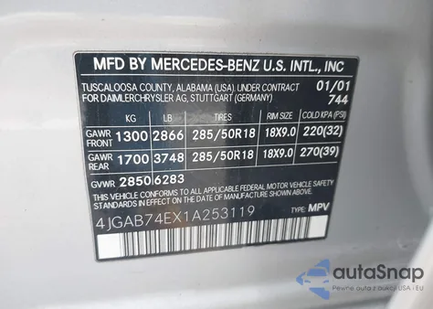 2001 Mercedes-Benz Ml 55 Amg from USA, damaged, VIN 4JGAB74EX1A253119